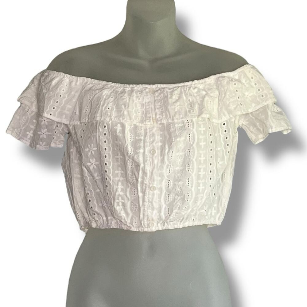 Ardene eyelet off the shoulder cropped summer top